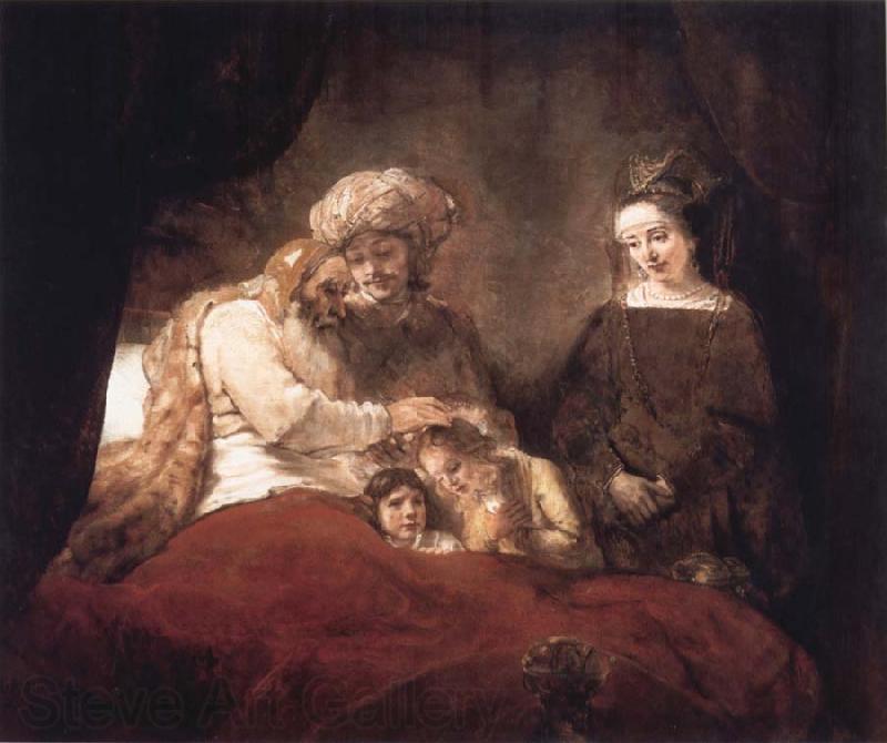 REMBRANDT Harmenszoon van Rijn Jacob Blessing the Sons of Joseph Norge oil painting art